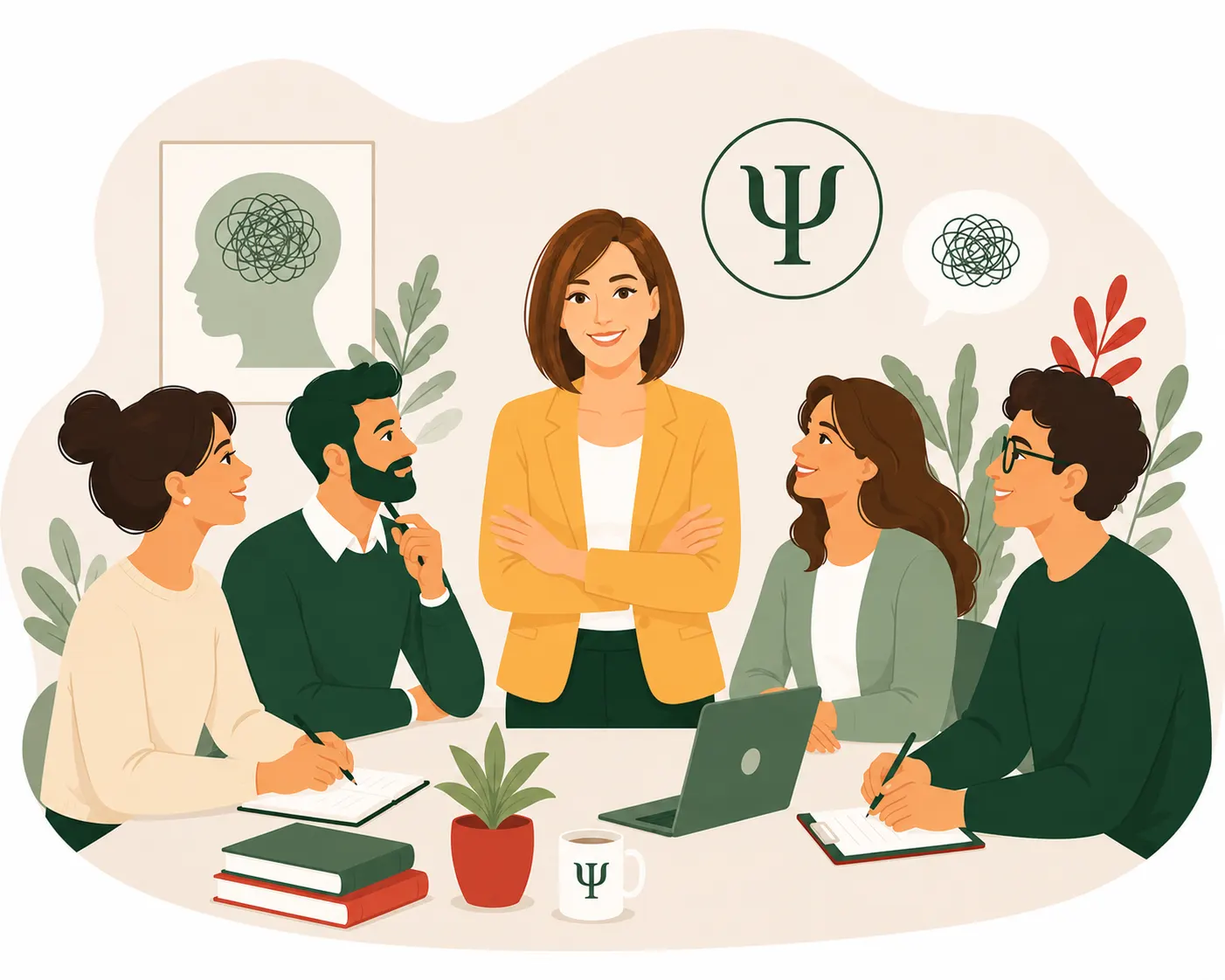Illustrazione di un'équipe di professionisti in riunione