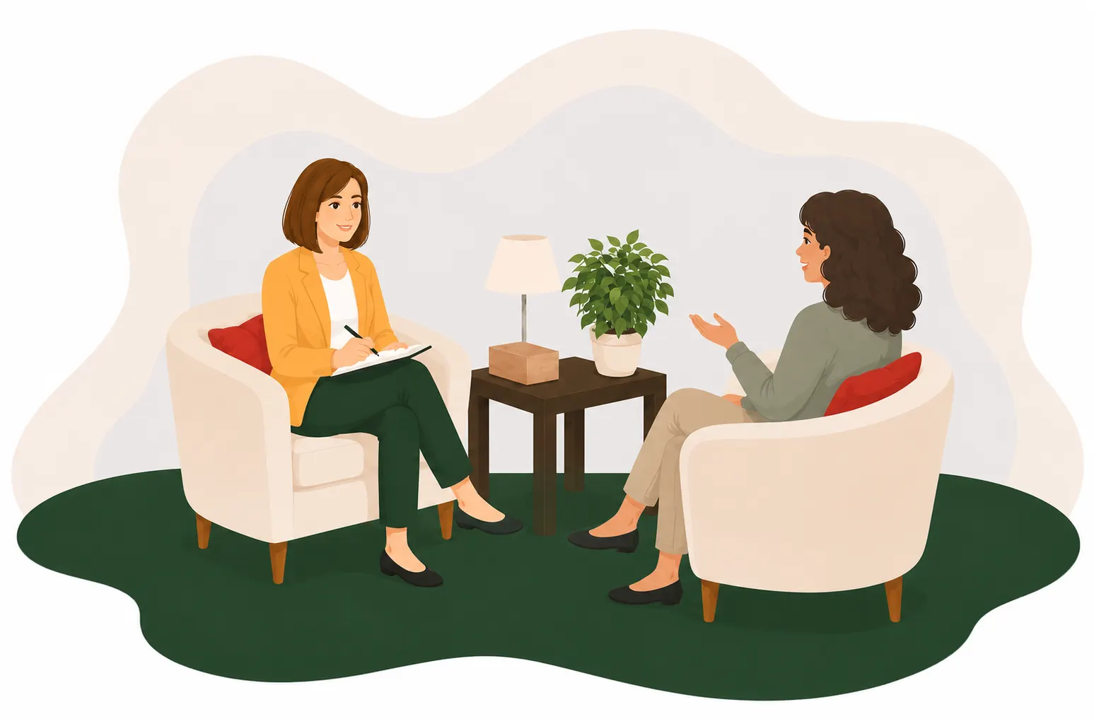 Illustrazione di un colloquio tra professionista e paziente